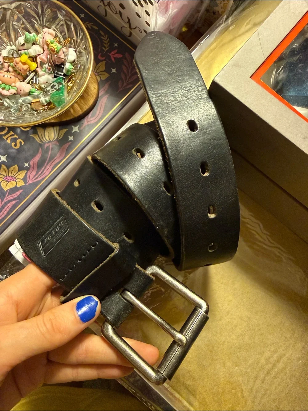 Dickies Black Leather Belt with Silver Buckle